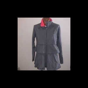 Athleta 'Renew' Tiered Ruffle Jacket Grey with Pink Accents Large